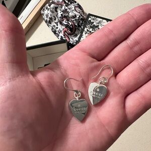 Gucci Silver Hearts Drop Earrings FULL INCLUSION